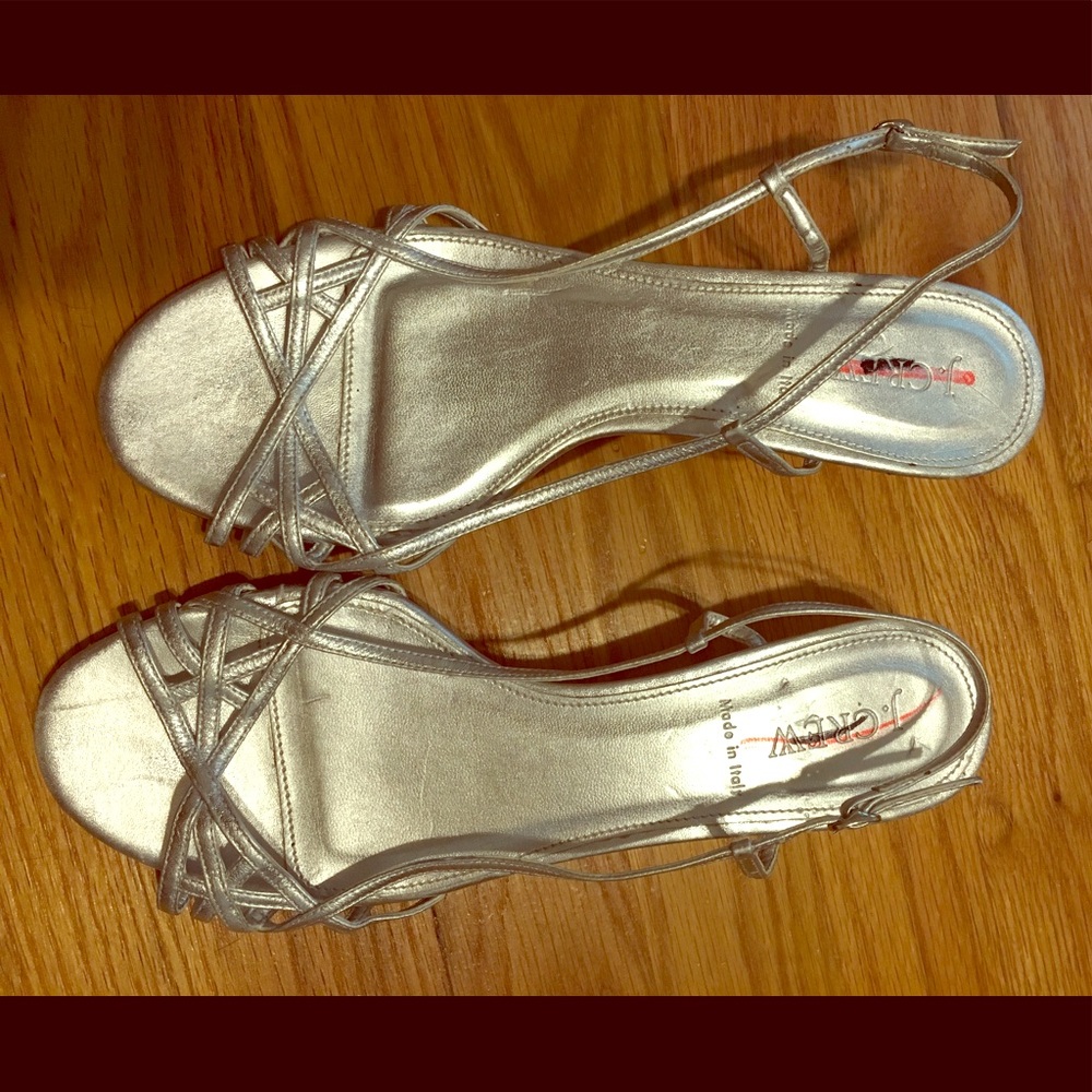 J.crew Silver kitten heel sandals